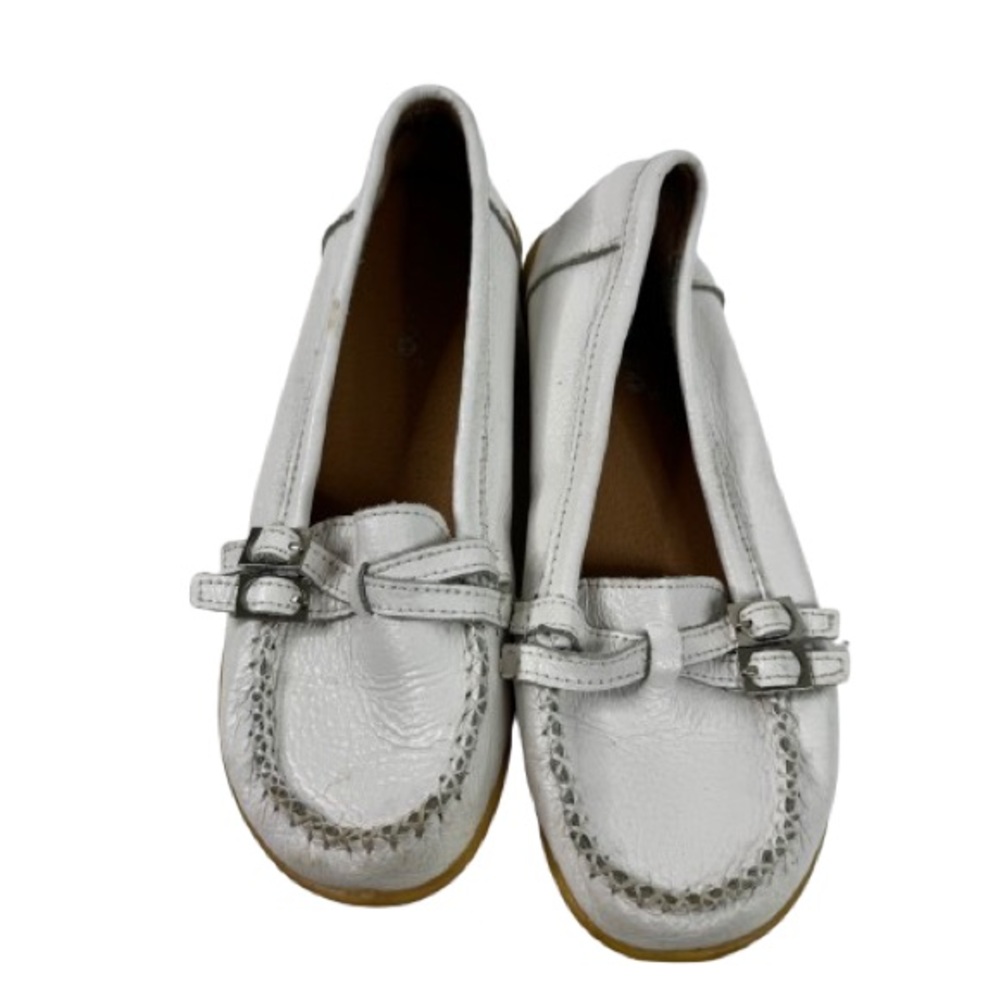 Kunsto White Leather Loafers
